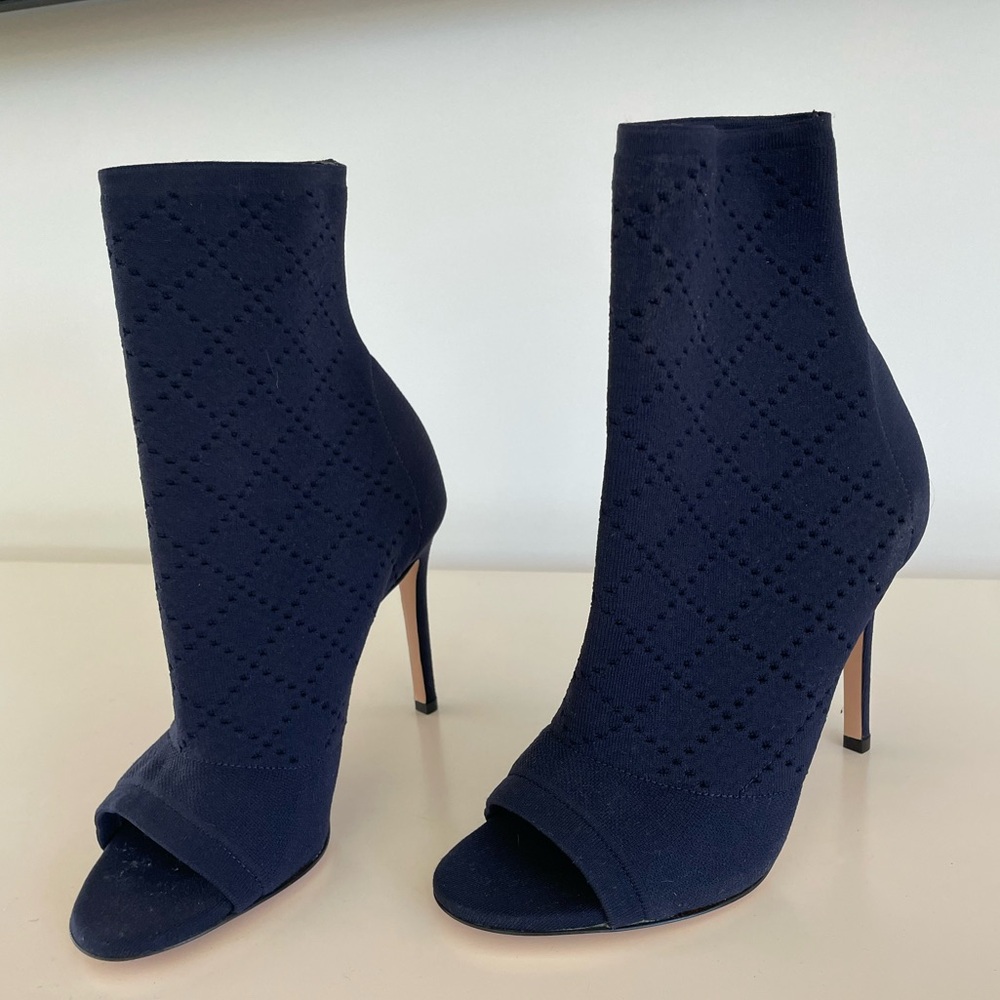 Gianvito Rossi Navy Open Toe Stiletto Boots Size US 5 / EU 36 New without box